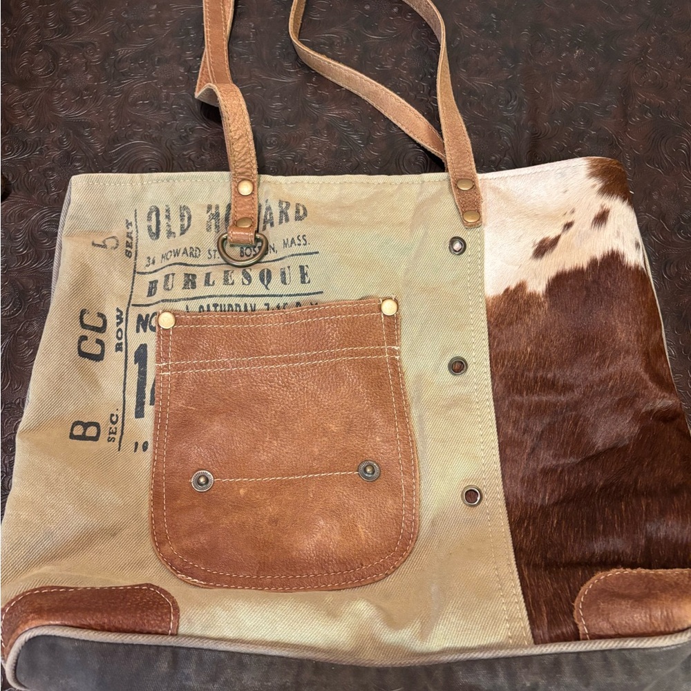 Myra Bag Brown and Cream Shoulder Bag
